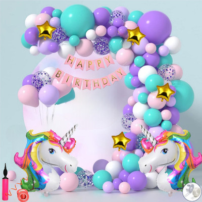 Anita Enterprises Adorable Large Unicorn Theme Birthday Decoration Combo Kit for Girls(Set of 67)
