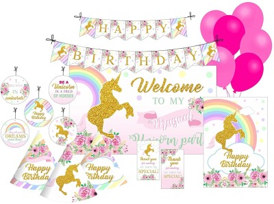 Pretty UR Party Unicorn Birthday Party Decorations Kit , Unicorn party Supplies(Set of 80)