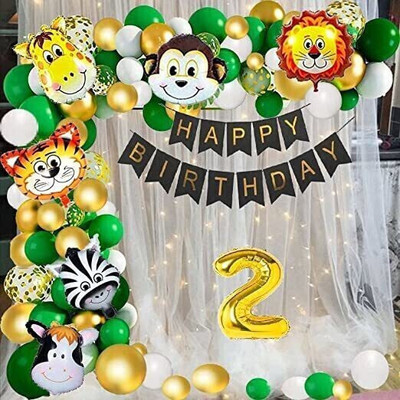 Raaz Baaz NEW-N-Forest/Jungle Animal Theme 2nd Birthday Items or Kit - 40pcs(Set of 40)