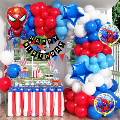 Aoes Spider-Man Birthday Decoration Kit Superhero Theme Party Balloons & Banner Combo(Set of 58)