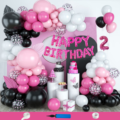 Crazykart Second 2nd Birthday Decoration Kit For Girls Party Decoration Items Balloon(Set of 110)