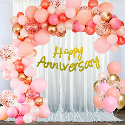 LitTOLS Rose Gold Happy Anniversary Decoration Items Kit For, Husband, Wife