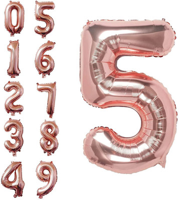 Probang 5 Number Foil Balloon - 16 Inch, Anniversary Decoration Items / Rose gold(Set of 44)