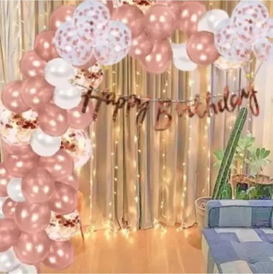 BBG BBG_Rose Gold Happy Birthday Decoration Kit (Set Of-38)(Set of 38)