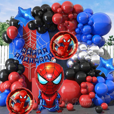 lala balloon Adorable Spiderman Theme Birthday Decoration Combo Kit for Kids(Set of 59)