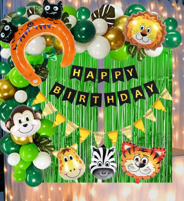 groovy dudz Jungle Theme Birthday Decoration kit - 73Pcs(Set of 73)