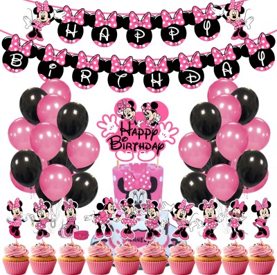 ZYOZI Minnie Mouse Party Decoration Set, Minnie Mouse Themed Party Kit For Girls'(Set of 37)