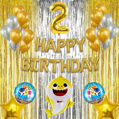 Choice Corner 2nd/Second Happy Birthday Baby Shark Theme Combo For Kids Party Decorations(Set of 40)