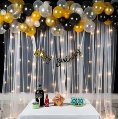 BBG BBG_Happy Birthday Decoration kit Combo - 71 Pcs with Led Light and Net Curtain(Set of 71)