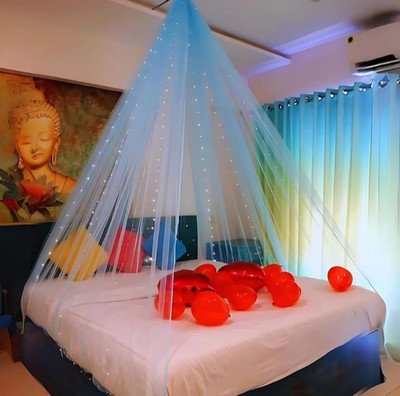 FLIPZONE 6 Pc Tent Romantic Decoration Set blue Back Drop Curtains Led With Ribbon(Set of 6)
