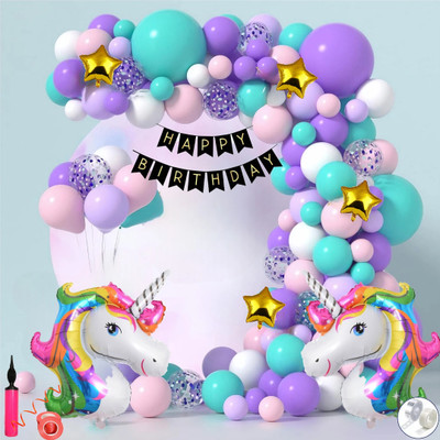 Anita Enterprises Adorable Large Unicorn Theme Birthday Decoration Combo Kit for Girls(Set of 67)