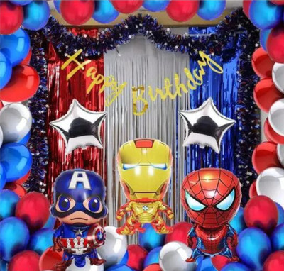 Naveen Decoration Avengers happy birthday theme Party Spiderman, America man, Iron man(Set of 39)