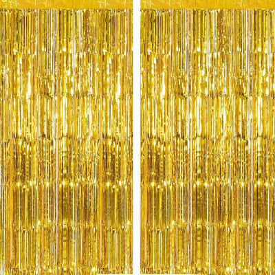 XBH 188.8 cm (6 ft) Door Polyester Room Darkening Curtain (Pack Of 2)(Golden, Solid)