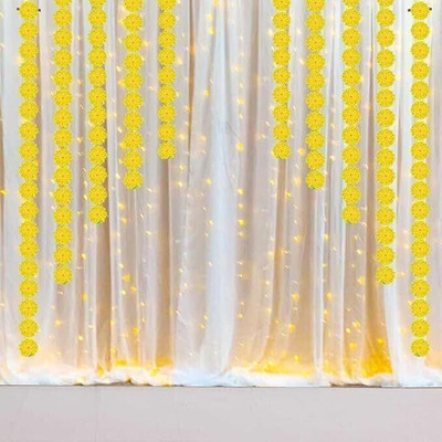 ARV Yellow Marigold Backdrop Items Kit-12Pcs for Haldi/Birthday/Diwali Decoration(Set of 12)