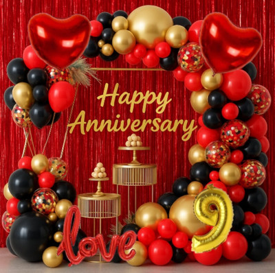 groovy dudz 9th Happy Anniversary Decoration Kit – 55 Pcs(Set of 55)