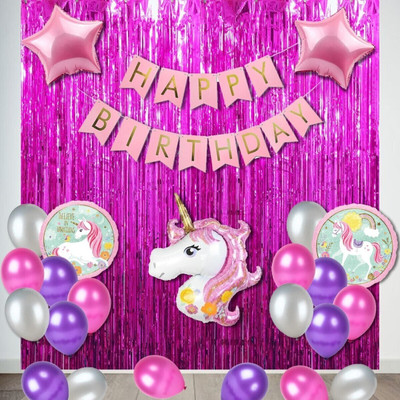 Kapoor stores Unicorn Birthday decorations items 38Pcs -Balloons for Bday Decoration for Girls(Set of 38)