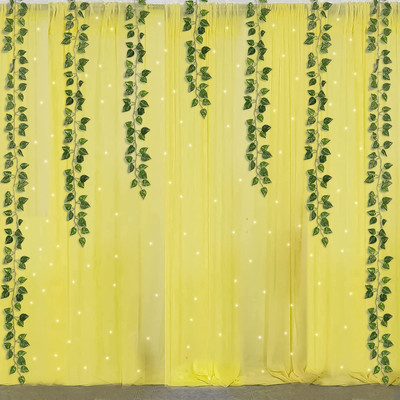 Fun and Flex Tulle Yellow Net Haldi Items for Marriage/Diwali/Room Decorations with Leaves(Set of 8)