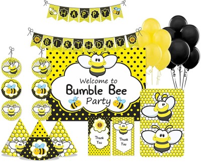 Pretty UR Party Bumble Bee Birthday Party Decorations Kit , Bumble Bee party Supplies(Set of 80)