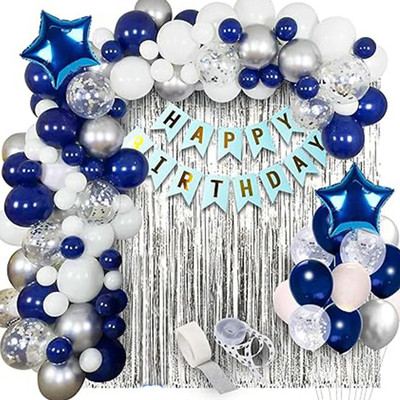 BBG BBG_Dark Blue Birthday Decoration Items Kit Combo Set for Kids, Wife and Husband(Set of 38)