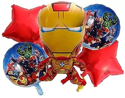 Rainydecor Solid Ironman Theme Decoration Pack of 5pc for Kids Party / Boys / Girls Balloon Bouquet(Multicolor, Pack of 5)