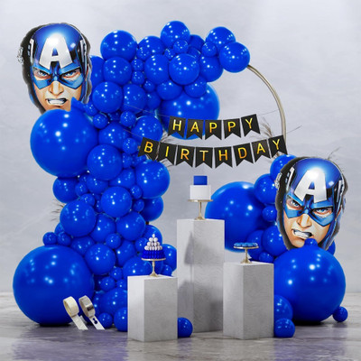 PopTheParty Captain America birthday decoration avengers theme combo kit for boys & girls(Set of 55)