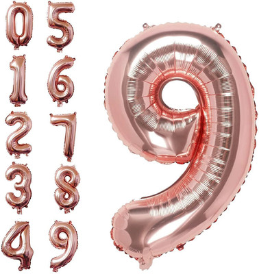 Probang 9 Number Foil Balloon - 16 Inch Anniversary Decoration Items / Rose gold(Set of 44)
