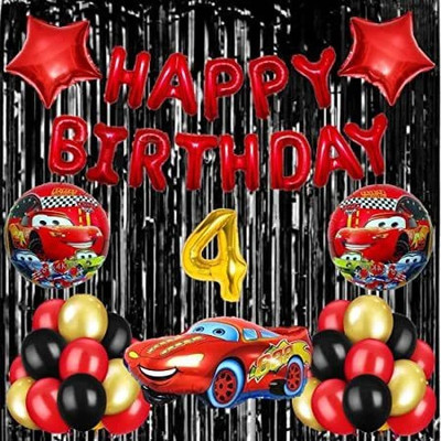 Shmaya new car theme 4rh/fourth birthday combo-pack of 50(Set of 50)