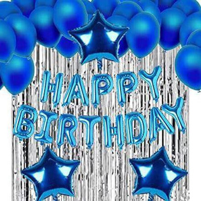 SEENU 38Pcs Combo - HBD Foil + 3 Star Foil + 2 Foil Curtain + 20 Balloons Decoration(Set of 38)