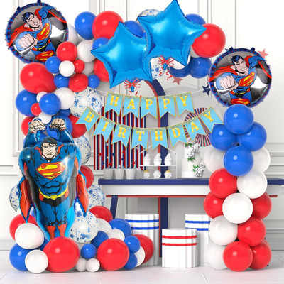 Rozi Decoration Superman Theme Birthday Decoration Items for Boy, Girl Birthday Decor(Set of 56)