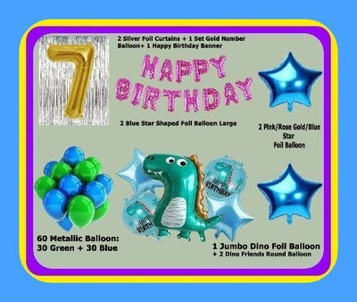 Magic Window Z_xNewArived_Dinosaur PI 70 pc Birthday Combo Kit Gold No.7 Balloon..(Set of 70)