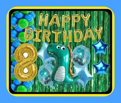 Magic Window Z_xNewArived_Dinosaur GI 70 pc Birthday Combo Kit Gold No.8 Balloon(Set of 70)