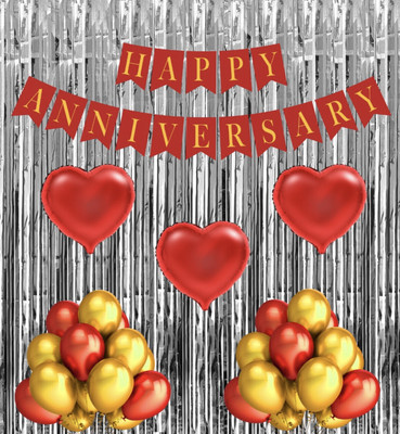 Prihit Happy Anniversary Decoration kit items Combo - 46 Pcs for Anniversary Decor(Set of 46)
