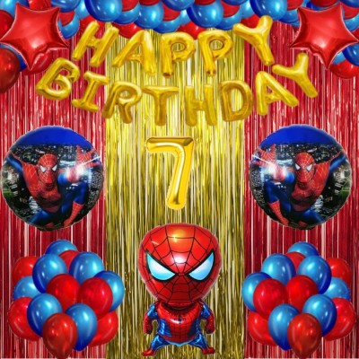 groovy dudz Spiderman Theme Birthday Decoration Items or Kit Gold Foil-52pcs 7th birthday(Set of 52)