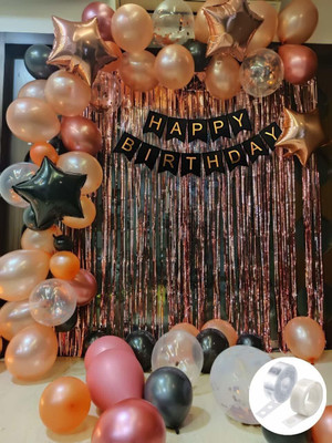 Kaliram & Sons Rose Gold Birthday Decorations Combo- Set of 68(Set of 68)