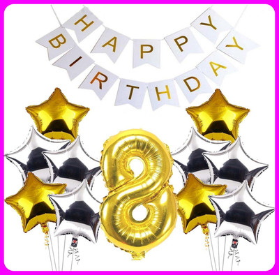 Acril Birthay Decorations Combo set(Set of 12)