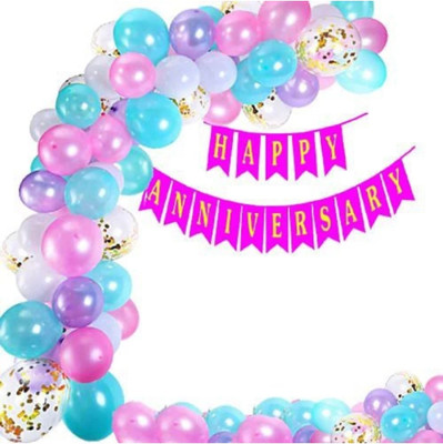 Magic Balloons Happy Anniversary Decoration Kit with Metallic Balloons Combo Set(Set of 41)
