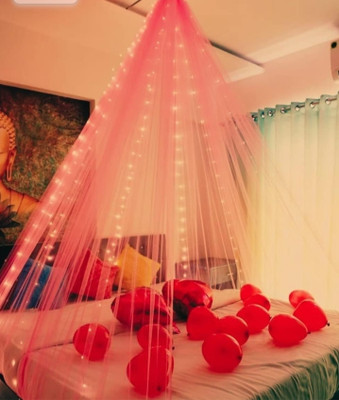 FLIPZONE 6 Pc Tent Romantic Decoration Set pink Back Drop Curtains Led With Ribbon(Set of 6)