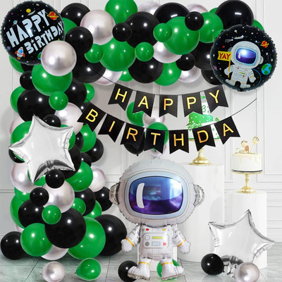 BEST WISHES Astronaut Theme Birthday Decoration Combo Kit for Kids (Boys & Girls)(Set of 52)