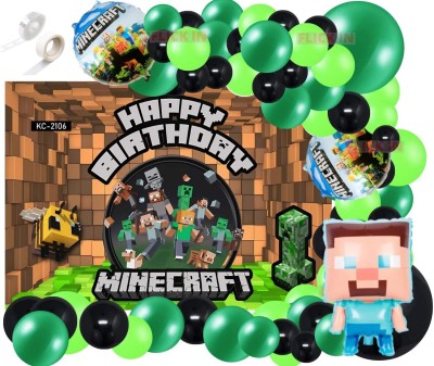 FLICK IN 60 pc Minecraft Theme Backdrop Cloth (6.5ft X 5ft) Gaming Birthday Decoration(Set of 60)