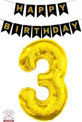 DECOR SPARKS Happy Birthday Banner and Number Foil Ballon