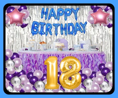 Magic Window Z_xNewest_Silver Theme B 100 pc Birthday Combo Kit Gold No.18 Balloon.(Set of 100)
