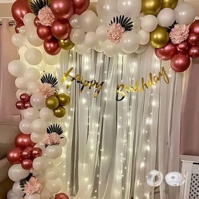 KHUSHDIN 58Pcs Birthday Decoration Combo with Balloons, Lights & Banner