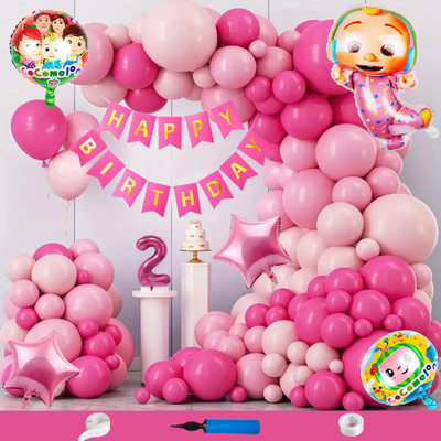 Crazykart Cocomelon Theme Second 2nd Birthday Decoration Kit For Girls Party Items Balloon(Set of 110)