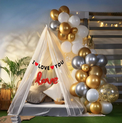 ARV Tent Romantic Decoration Set-Romantic Decoration For Bedroom with love banner(Set of 30)