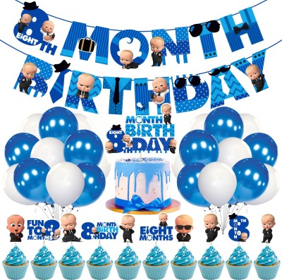 ZYOZI Boss Baby 8th Month Birthday Decoration,Boss Baby Birthday for Boys (Pack of 37)(Set of 37)