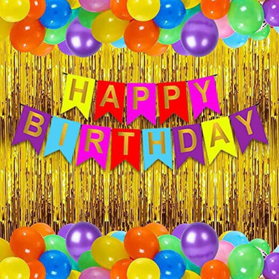 Rainy Decor New_Printed Happy Birthday Decoration kit Combo - 33 Pcs for Birthday Decor(Set of 33)