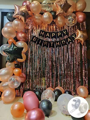 Kaliram & Sons Rose Gold Birthday Decorations Combo-Set of 68(Set of 68)