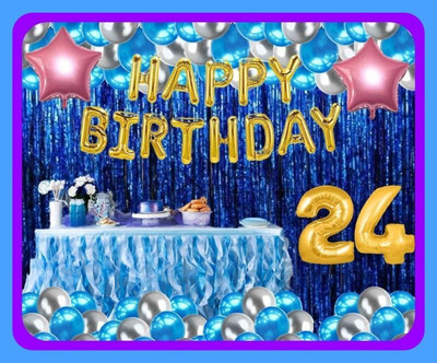Magic Window Z_xNewest_Blue Theme GI 40 pc Birthday Combo Kit & Gold No.24 Balloon(Set of 40)