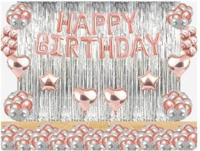BBG BBG_Rose Gold and Silver Birthday Balloon Decoration I Party Supplies Birthday(Set of 120)