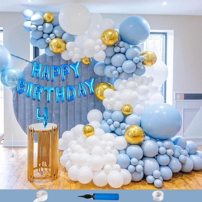 Choice Corner 4th Blue Birthday Decoration Items Combo For Happy Party Decorations(Set of 130)